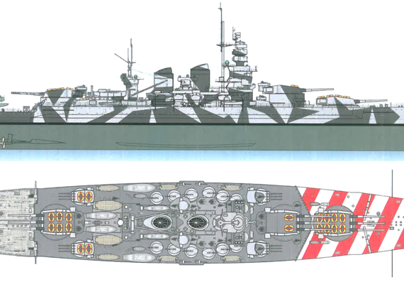 Корабль RN Roma [Batt;eship] (1943) - чертежи, габариты, рисунки